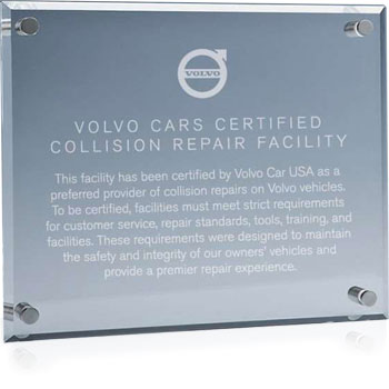 Secor Volvo certification plaque